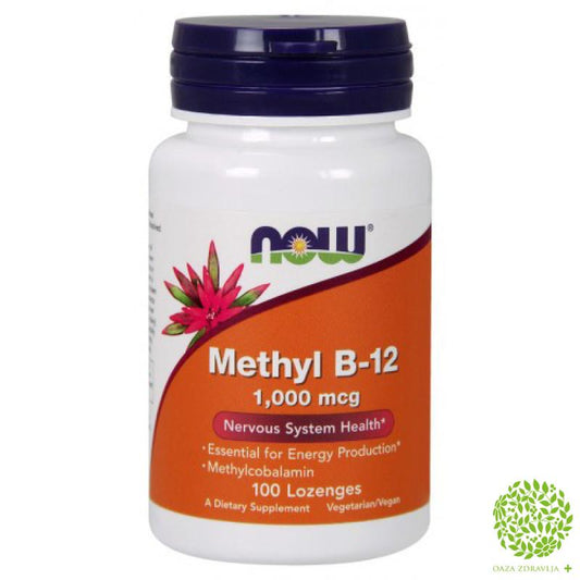 Methyl B-12 1000mcg; 100 Lozengi Metil B-12, Now Foods-USA(Metilkobalamin);za zdravlje nervnog sistema,više energije, poznat po svojoj ključnoj ulozi u sintezi DNK, kao i u metabolizmu homocisteina