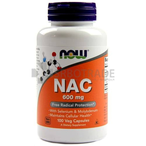 NAC N-Acetil Sistein 600 mg 100 Veg kapsula Now Foods,sa Selenom i Molidbenom