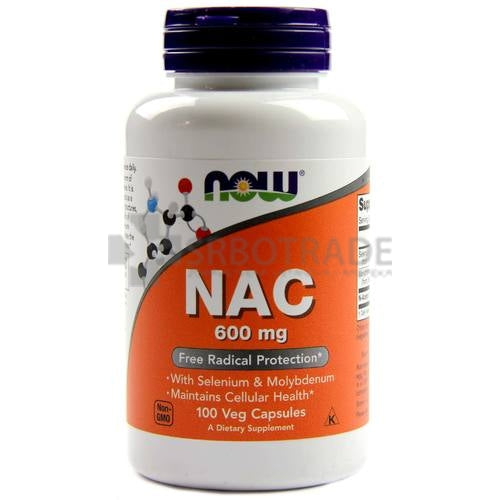 NAC  N-Acetil Sistein 600 mg 100 Veg kapsula Now Foods,sa Selenom i Molidbenom