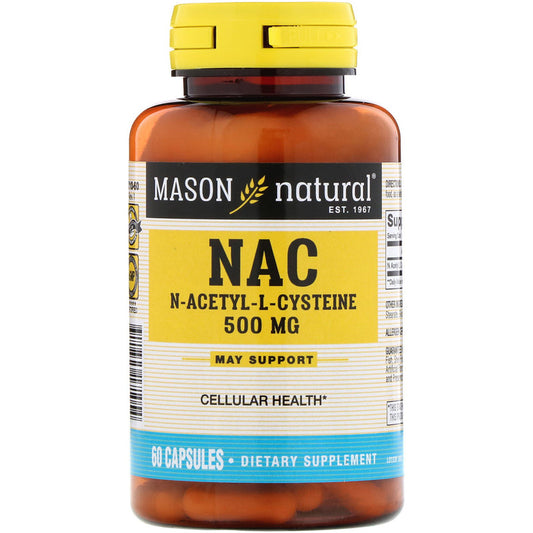 NAC ,N-ACETYL-L-CYSTEINE 500mg,60 caps. MASOM-NATURAL USA