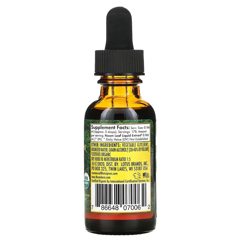 Nim,Neem list, tekući biljni ekstrakt, 30ml,Naturals USA