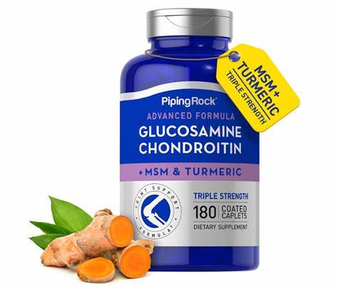 Glucosamin Chondroitin MSM + Turmeric, 180 Coated Caplets caps.PipingRock USA