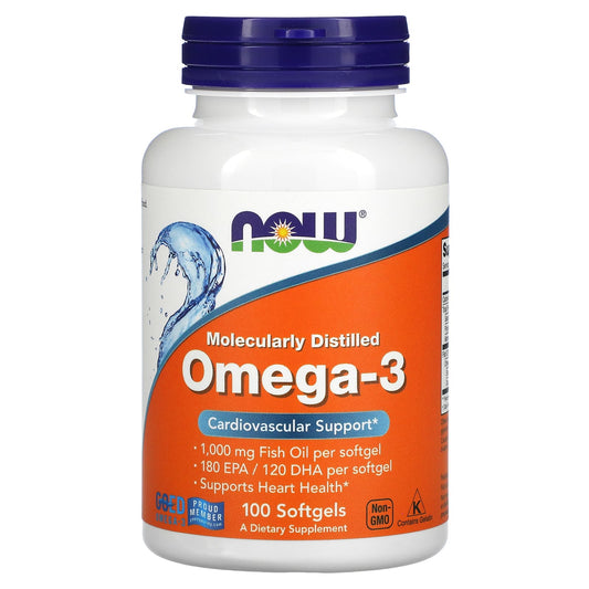 Omega-3 1000mg, 180 EPA / 120 DHA, 100 mekih kaps. NOW Foods,USA