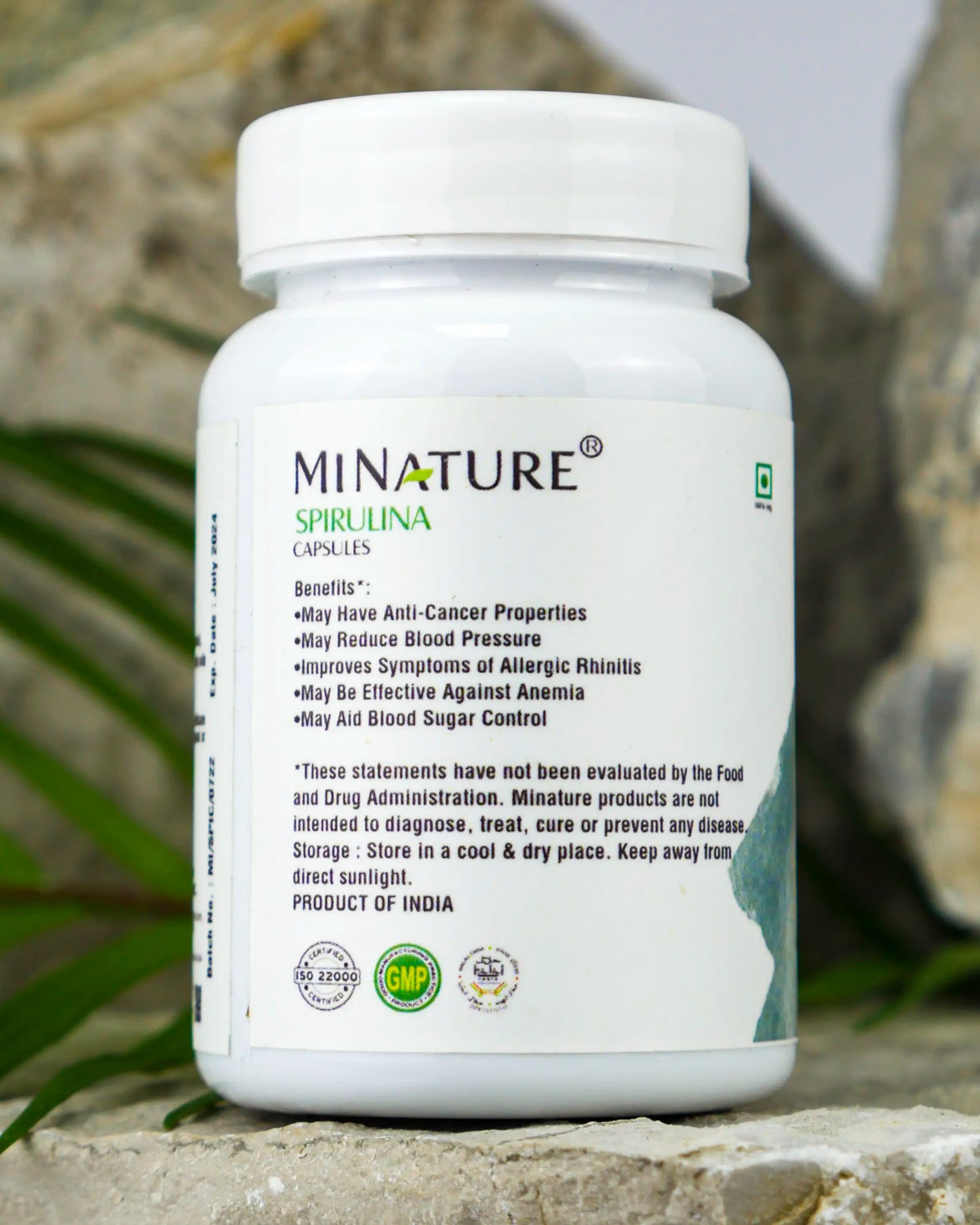 Spirulina 450 mg 60 kapsula-Organik; Mi Nature (Indija ORIGINAL),REKLAMNA AKCIJA i izuzetan kvalitet na čistoću sa sertifikatom