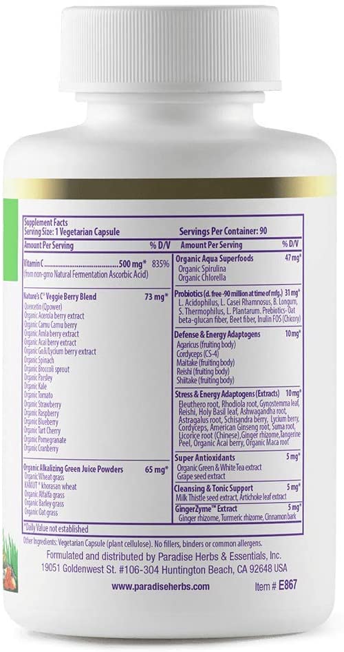 Vitamin C - Mešavina rajskog bilja 500 mg 90 kaps., Paradise USA