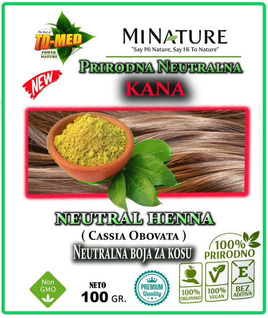 Prirodna Netralna  Kana-Henna u prahu 100g,za kosu, Original Indija