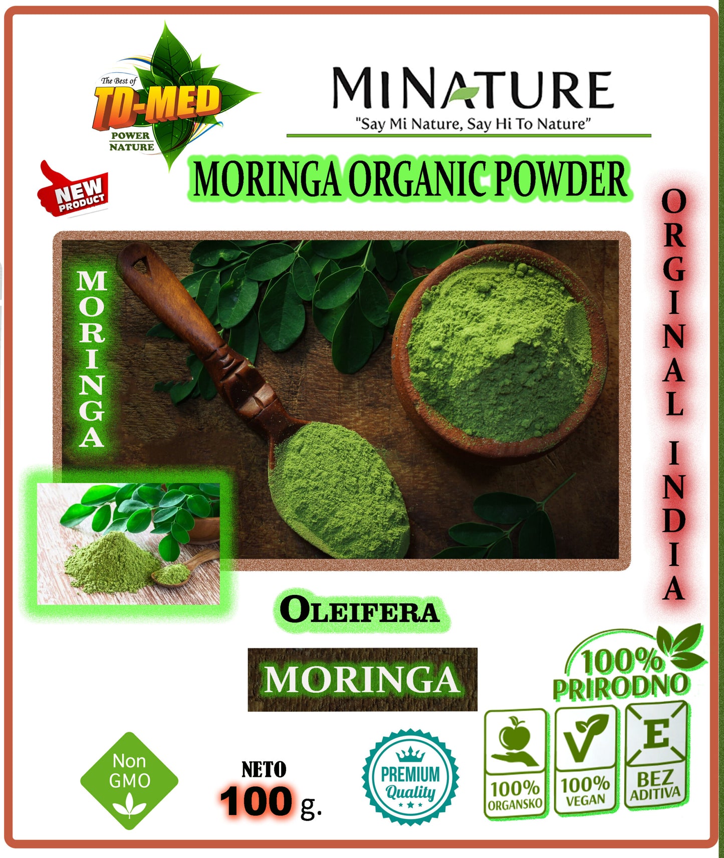 Moringa u prahu 100g , Organik Original Indija