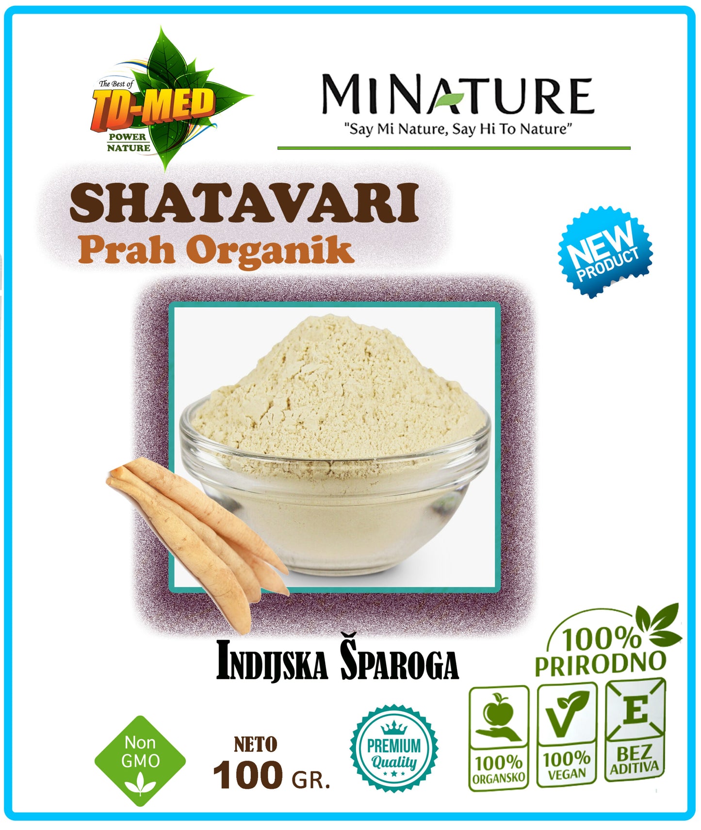 SHATAVARI prah-Šatavari 100g Organic-Indija Minature