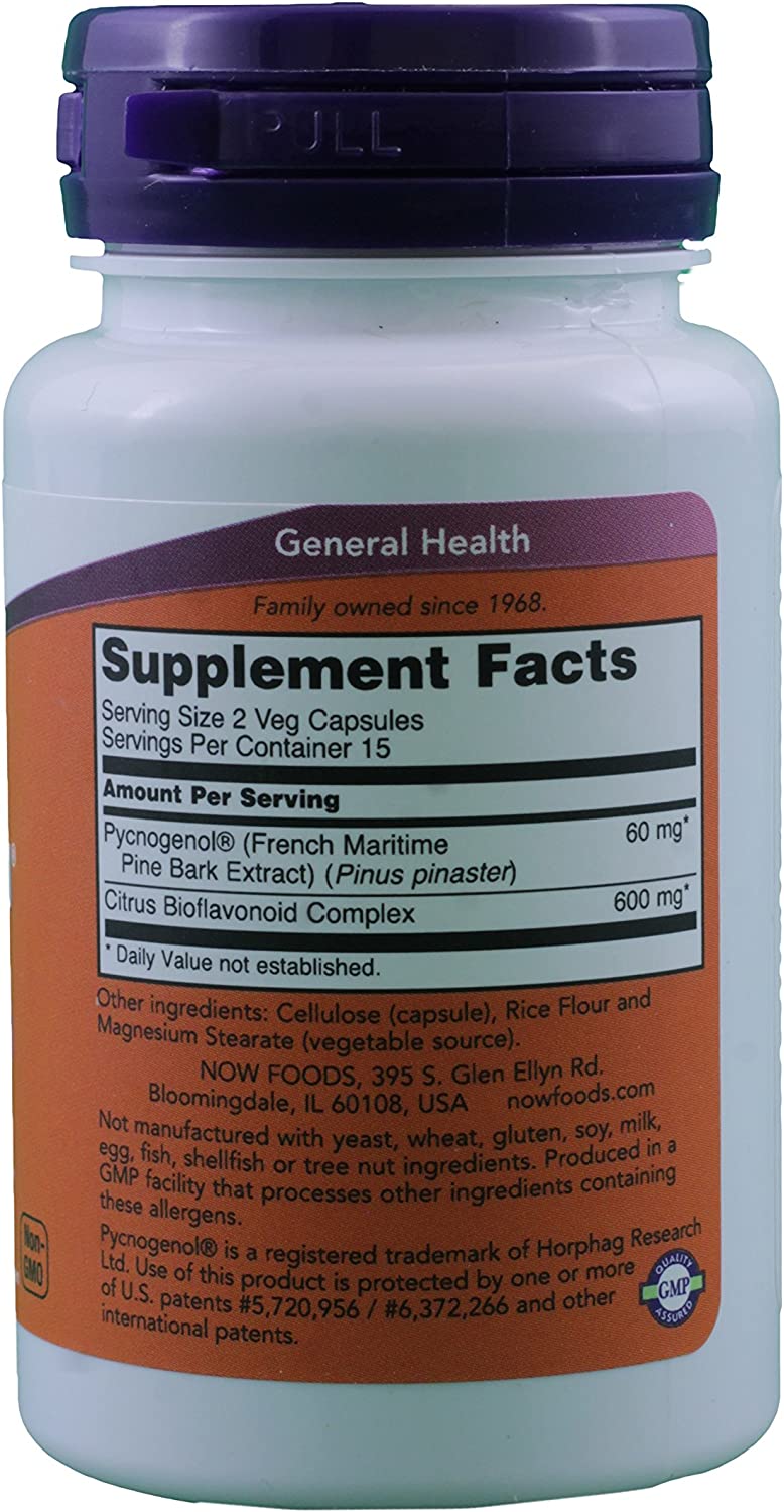 Pycnogenol(Pikonogenol) 30 mg-60 caps. Now foods