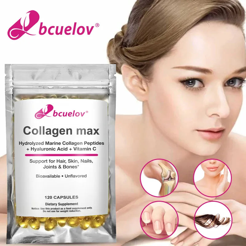 Morski Hidrolizovani Kolagen Max sa 60 sofgel caps.- + Hayaluronic Acid + Vit.C - Bcuelov USA