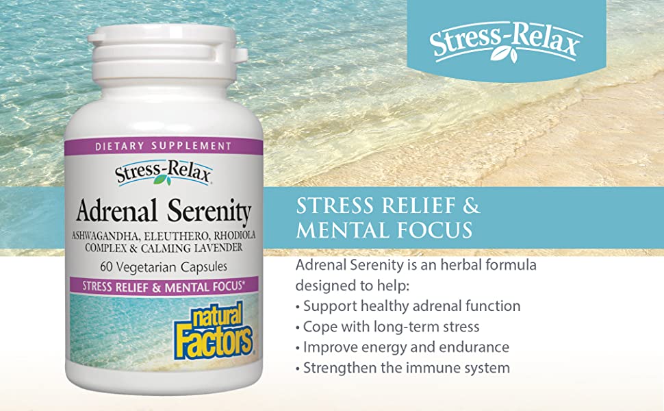 Stres-Relax, Adrenal Serenity, 60 veg. kaps, Natural Factors USA