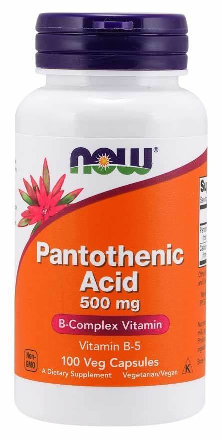 Vit. B-5,Pantotenska kiselina, 500 mg, 100 biljnih kapsula ,Now Foods USA