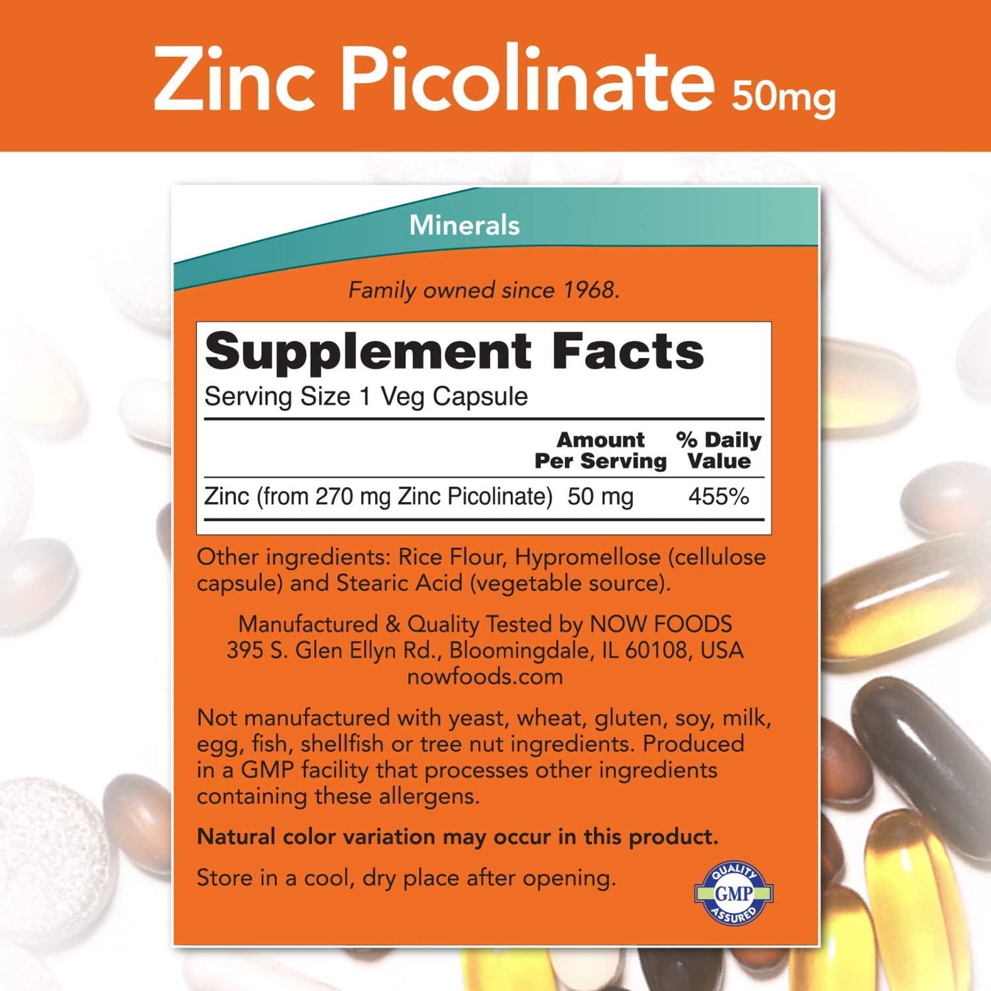 Cink Picolinate,Zinc Pikolinat 50 mg, 120 Veg.kapsula , Now Foods