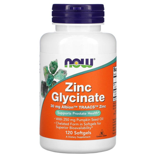CINK-Zinc Glycinate 30mg 120 softgel caps. Now Foods USA