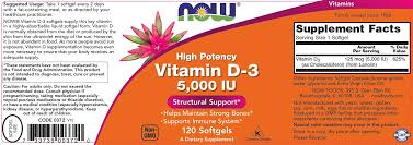 Vitamin D-3 5,000 IU, 120 Softgels; High Potency, ( Now Foods-USA );