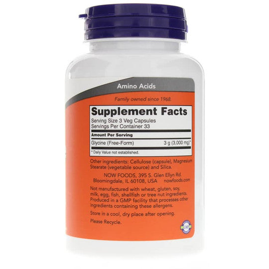 GLYCINE 1000 mg 100 Veg Capsules NOW Foods USA