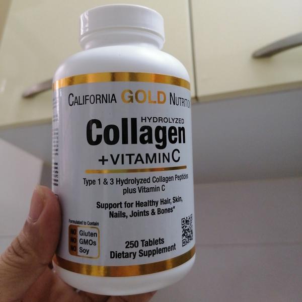 Collagen Peptides - Hidrolizovani KOLAGEN Peptidi   + Vitamin C, Type 1 & 3, 250 Tablets, California Gold Nutrition - USA