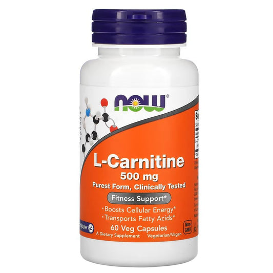 L-Karnitin, 500 mg, 60 caps. L-Carnitine NOW Foods,