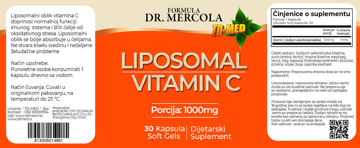 Liposomal C 1000mg,30 caps ,formula Dr.Merkola USA