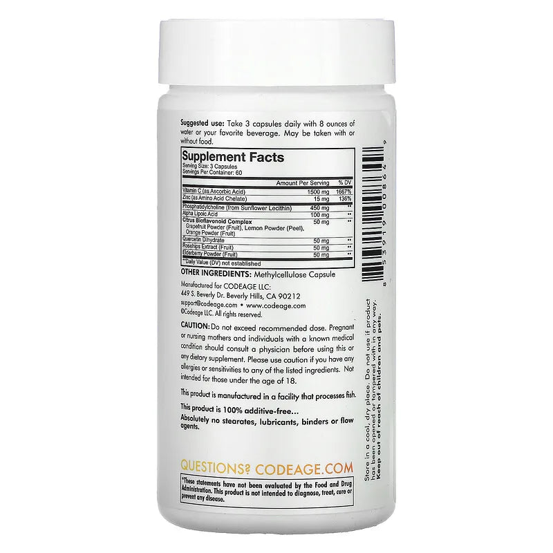 Liposomal C+ sa dodatkom Cinka i Quercetina,Alpha Lipolic acid + Flavonoidi 180 caps. Codeage USA