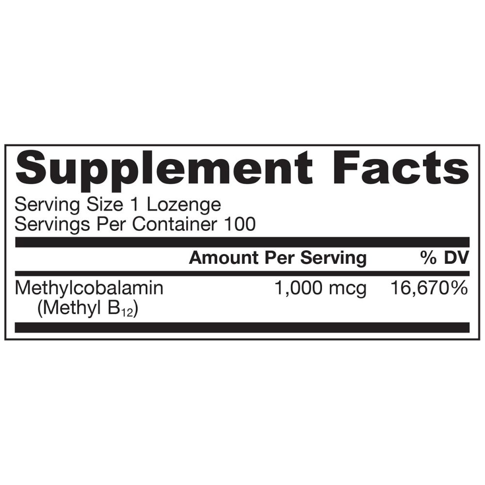 Metil B-12, ukus limuna, 1000 mcg, 100 pastila