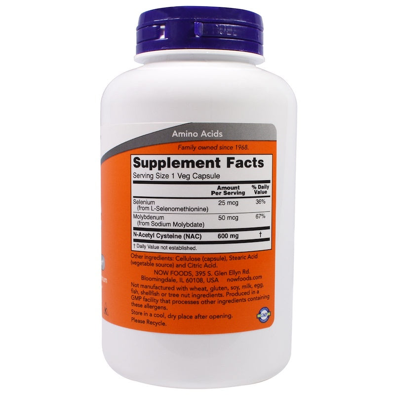 NAC N-Acetil Sistein 600 mg 100 Veg kapsula Now Foods,sa Selenom i Molidbenom
