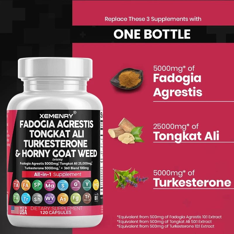 MEGA MALE- komplex 60 caps. sa Tongkat Ali,Fadogia,Turkesterone sa komplexom biljnih mocnih dodataka uljučujuću i čiveni Shilajit sa Blak Paperom za bolju apsorciju, Mi NATURE