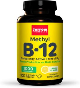 Vitamin B-12 Methyl 1000 mcg , limun, 100 pastila za žvakanje Jarrow Formulas USA