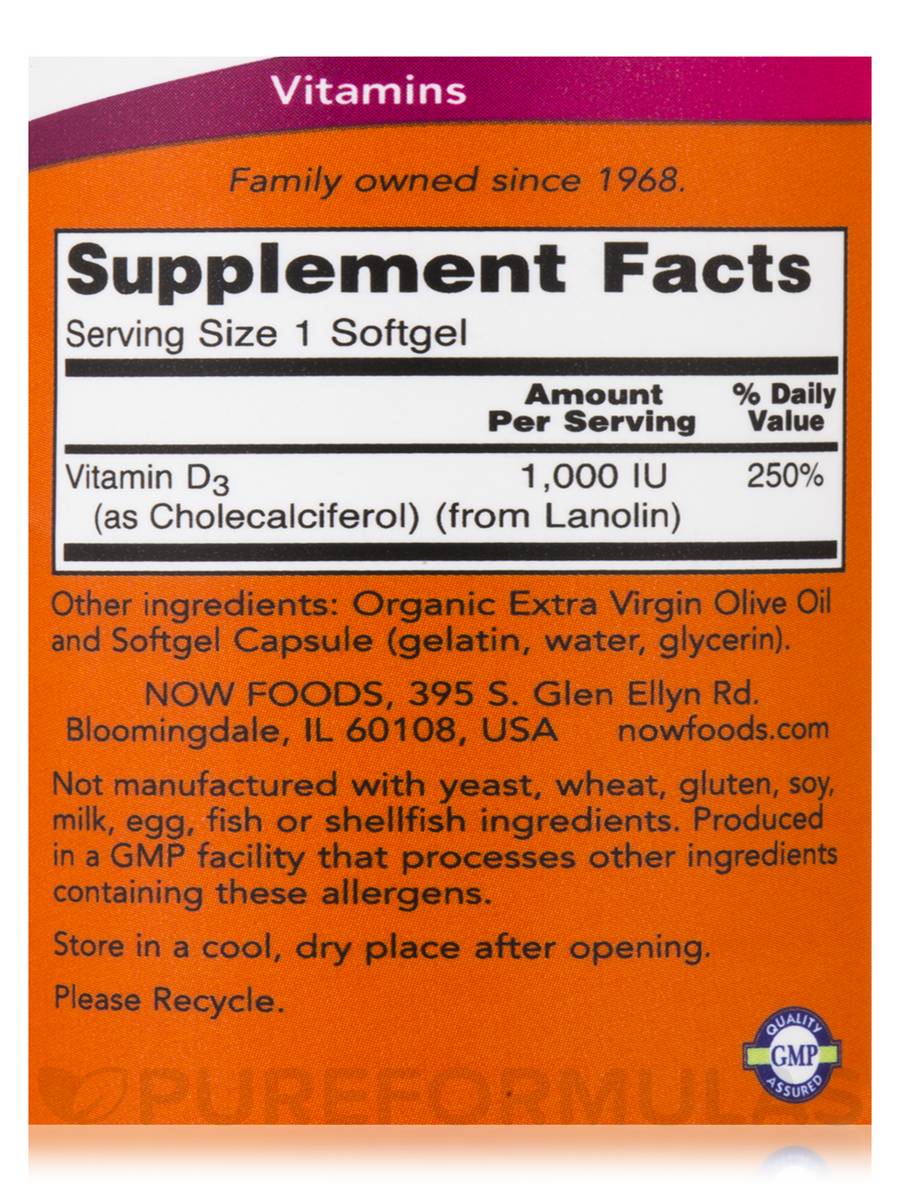 Vitamin D-3 1000 IU,180 mekih softgels ,Now Foods USA,veliko porodično pakovanje