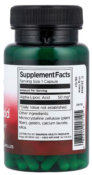 Alfa lipoinska kiselina, 50 mg, 120 kaps.(Alpha Lipoic Acid)s;Pogledajte sve benefite u opisu;Swanson-USA