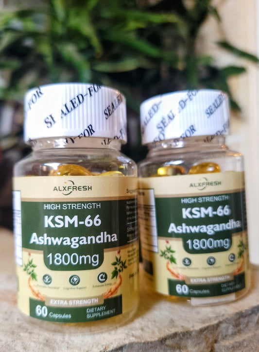 KSM-66 ASHWAGANDHA  - (2 kutije sa popustom) 1800mg/60 kaps. sa dodatcima,za SPORT i manje telesnog stresa Otkrijte moć KSM-66 Extra snage