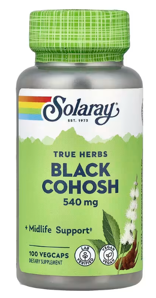 Crni kohoš(Blck Cohosh), 540 mg, 100 veg.kaps:Za podršku ženama u srednjim godinama:Ublažava simptome menopauze – posebno Valunge, noćno znojenje, promjene raspoloženja i poremećaje sna,i još toga; Solaray-USA