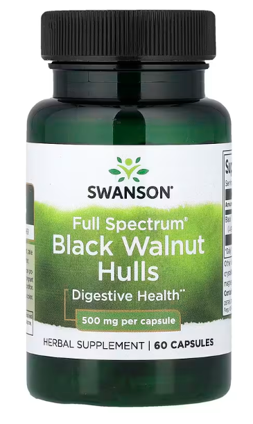 Black Walnut Hulls-Crni Brazilski Orah iz ljuske;Full Spectrum® , 500 mg, 60 kaps;SWANSON-USA;Tradicionalno sredstvo za čišćenje probavnog sistema