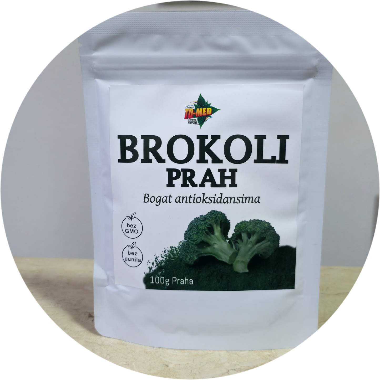 Brokoli prah 100g;Prirodno bez ikakvih aditiva,boja i dodataka.Super hrana i dodatak ishrani za dobrobit zdravlja u mnogo čemu...Pravi dar prirode,idealan za jutarnji restart organizma!