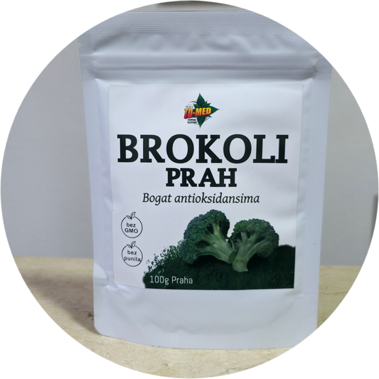 Brokoli prah 100g;Prirodno bez ikakvih aditiva,boja i dodataka.Super hrana i dodatak ishrani za dobrobit zdravlja u mnogo čemu...Pravi dar prirode,idealan za jutarnji restart organizma!