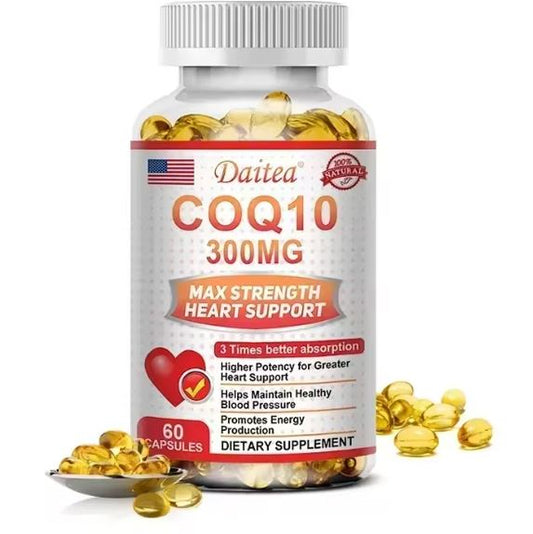 CoQ10-300mg u 2 kaps.dnevno-maksimalna doza;podržava funkciju srca, poboljšati cirkulaciju krvi i smanjiti rizik od kardiovaskularnih bolesti,više energioje i borbe sa aritmijama ,nepravilnim radom srca i štiti zdravlje mozga i živaca..Daitea USA