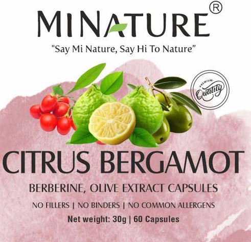 Citrus Bergamot sa Berberinom i Olive Extract 60 kaps."Mi Nature"- za zaštitu krvnih sudova i arterija ,kod problema Triglecirida,LDL Holesterola,kod osoba sa oscilacijama šećera u krvi,problema plakta i sl. (ograničene količine)