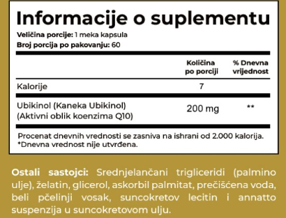Ubiqunol-Kaneka 200mg- 60 soft gell,Welbody proizvodjač za naš brend; Podrška srcu i krvnim sudovima,energije i smanjenje umora, sportske performanse i oporavak,podrška protiv starenja, plodnosti oba pola,Reklamna Akciska cijena (ograničene količine)