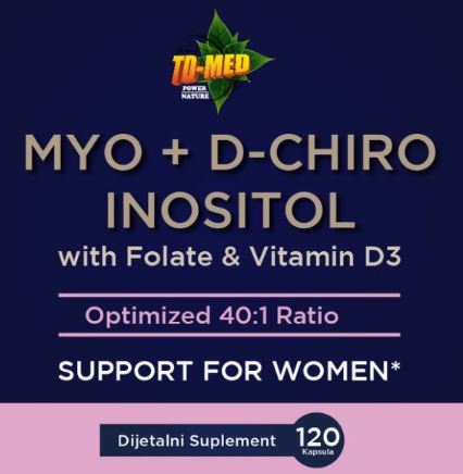 Myo & D-Chiro-Inositol;u120 kaps.Sadrži u 3 kaps:Myo-Inositola3000mg + D-Chiro inozito 75mg;120,+sa Folatom 300mgDFE;- “podrška za hormonsku ravnotežu" ili usputnih probleme Policističnih jajnika ,insulinske rezistencije;Reklamna cijena!