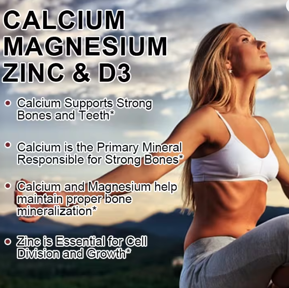 Kalcijum 1000 mg Magnezijum 400 mg Cink 25 mg +Vitamin D3 600 IU ,60 soft gell kaps.  Podrška imunitetu i koštano-živačnom sistemu | Bez GMO-a | Bez glutena;Alxfresh-USA