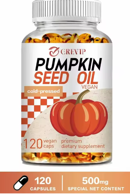 Pumkin seed Oil-500mg u dozi od 2 kaps. (semenke Bundeve uljane kapsule-120 );Podržava zdravlje prostate kod muškaraca,  podržava urinarni trakt,čak i rast kose,krni pritisak  i mnogo toga