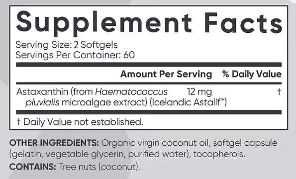 Astaxantin(*Astaksantin) 60 kapsula(u 2 kaps.12mg) - snažan antioksidans, Podržava oči i kožu(UV zrake), mišiće,Za Imunitet,kardio i srce,mozak,... .Omiljen i kod sportista i ljudi koji se izlažu suncu...