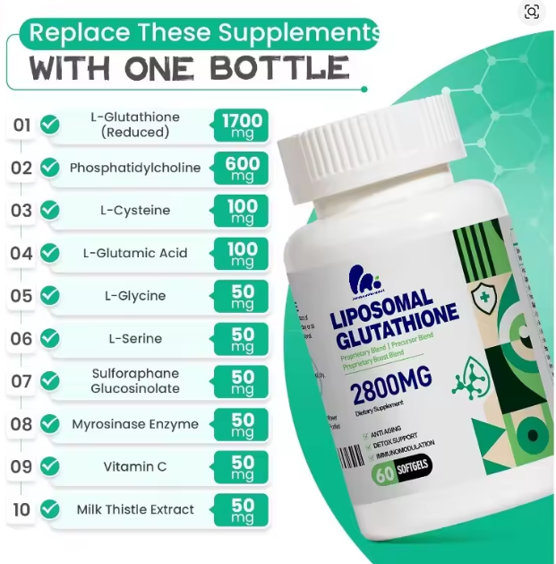 Glutation-Glutathione Liposomal Complex u 2 caps.2800mg 60 kaps.0bogaćeno bitnim prekusorima(Mlekom Čička,Vit.C i aminokiselinama),Idealno za Detox JETRE,,funcije mozda.Najveća Bioraspoloživost! Reklamni Popust ,Akcija