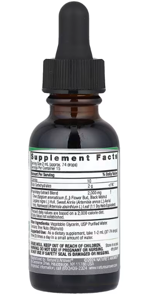 Antiparazitni komplex-Crni orah,Klinčić i Slatki Pelin sa dodatcima,(tekući ekstrakt, bez alkohola), 30 ml-;Protiv parazita,Kandide,i za detox tela ....