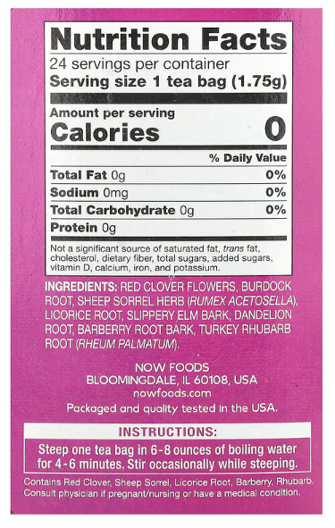Ojibwa čaj, bez kofeina, 24 vrećice čaja, 42 g NOW Foods-USA;Tradicionalna biljna formula  starih Indijanaca, sa bezboj benefita za detox,jetru,probavu,za disajne puteve,za pušače,zglobove i upale i još toga..