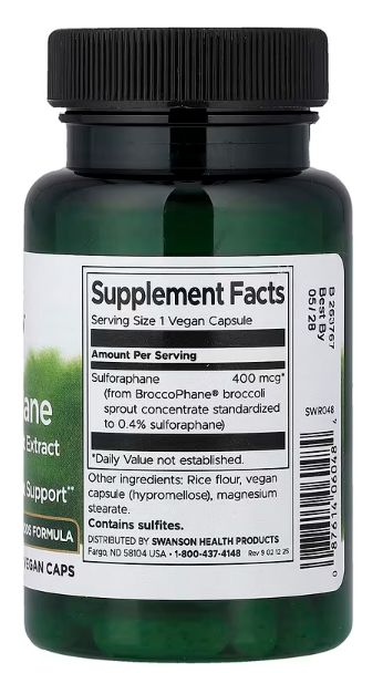 Sulforaphan iz ekstrakta klica Brokule, 400 mcg, 60 veganskih kap.Podržava odbranu tijela od oksidativnog stresa i oštećenja ćelija-detoxikacija,za zglobove,gihta i t.d.;SWANON-USA