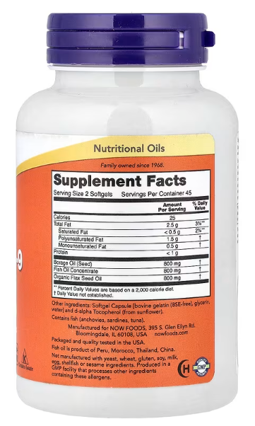 Super Omega 3-6-9, 1200 mg, 90 Softgels (Now Foods); Za kardio-vaskularno zdravle,nervni sistem,za kožu ....
