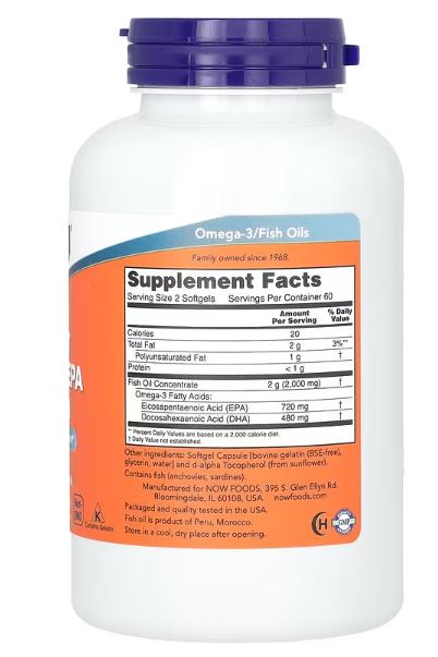 Super Omega 3- EPA/DHA riblje ulje, 120 mekih kapsula-NOW FOODS USA;Podrška za i protuupalno kod otoka i reume....
