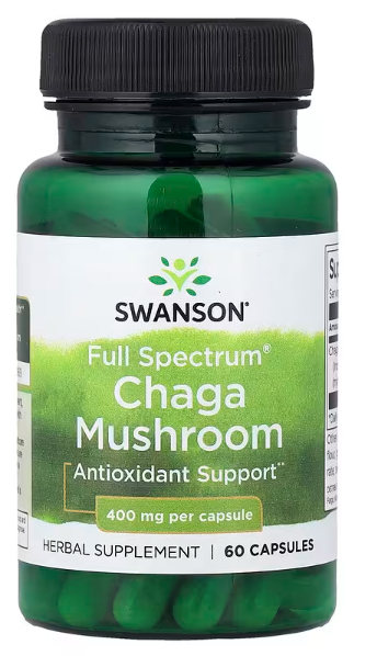 Ruska Čaga(Chaga) Brezina gljiva, 400 mg, 60 kapsula(Full Spectrum®)-Swanson USA;za vaš imunitet,najviši Izvor antioksidansa,poželjno i za  povišen krni pritisak