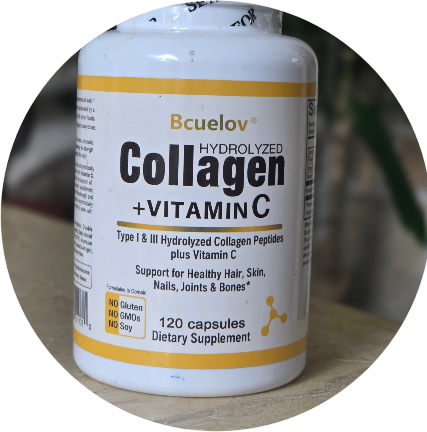 Hidrolizovani KOLAGEN Peptidi   + Vitamin C, Type 1 & 3, 120 kaps., Bcuelov-USA,Podrška za vaše kosti,tetive,kosu,kožu,nokte....u 2 kapsule 8000mg kolagen peptida